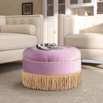 Jennifer Taylor Home Yolanda 24" Round Upholstered Accent Ottoman, Lavender Velvet