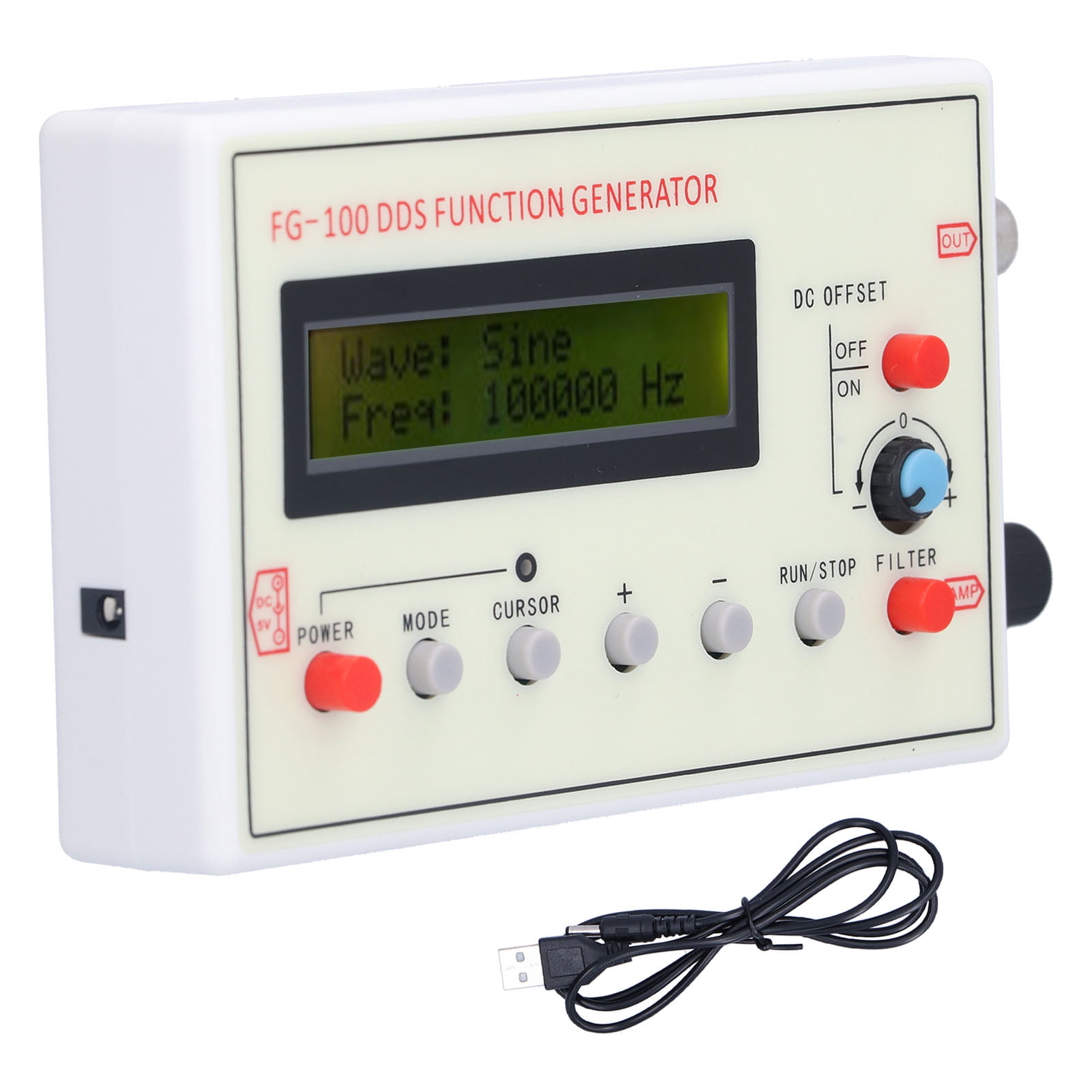 Portable DDS Function Signal Generator Frequency Counter 1Hz-500KHz DC 3.5-10V 
