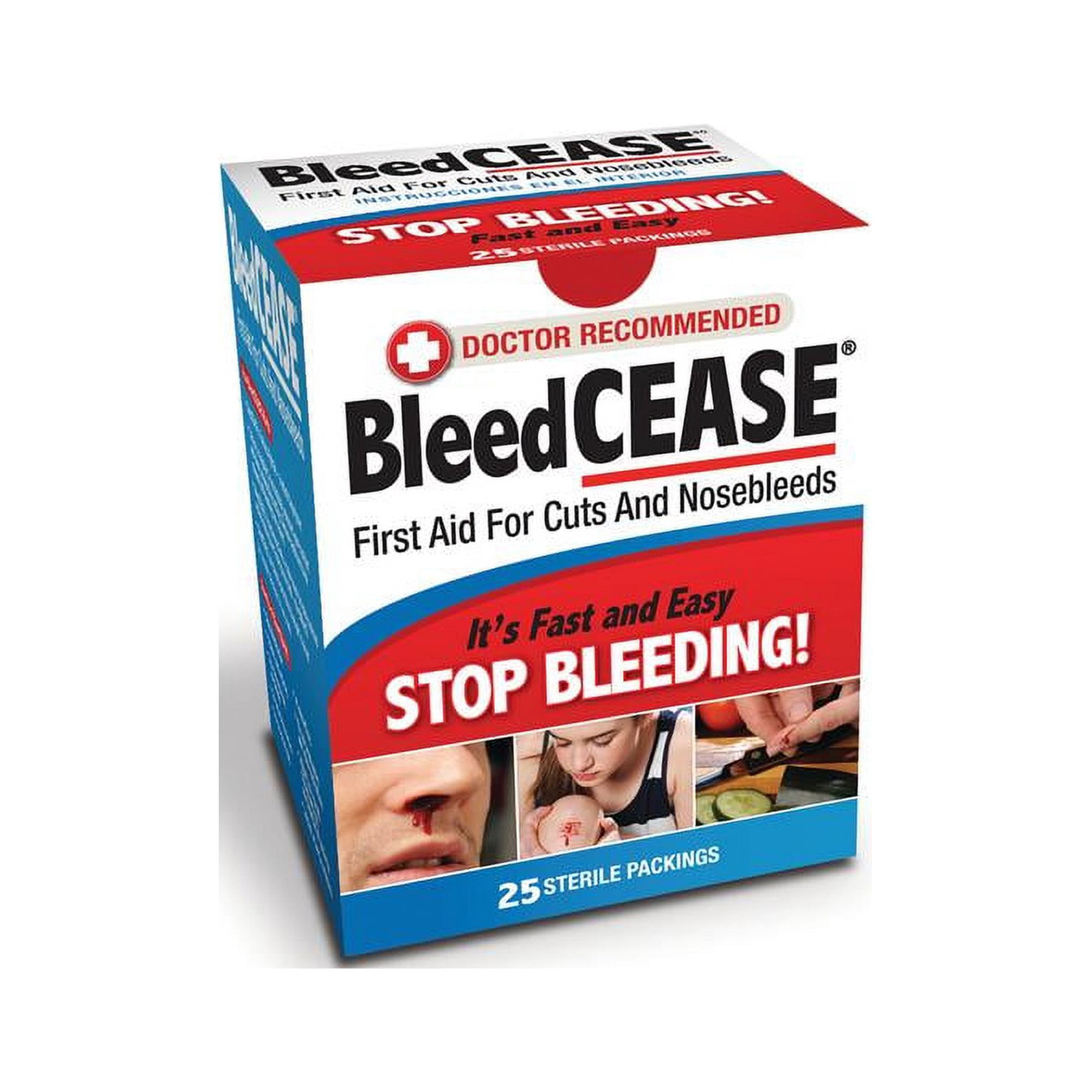 BleedCease First Aid for Cuts and Nosebleeds Sterile Packings 25 ea