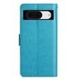 thumbnail image 3 of Designed for Google Pixel 8 Case, Wrist Strap Flip Kickstand PU Leather Wallet Case Cash Card Slots Holder, Protective Shockproof Pattern Women Cover for Google Pixel 8, Blue, 3 of 7