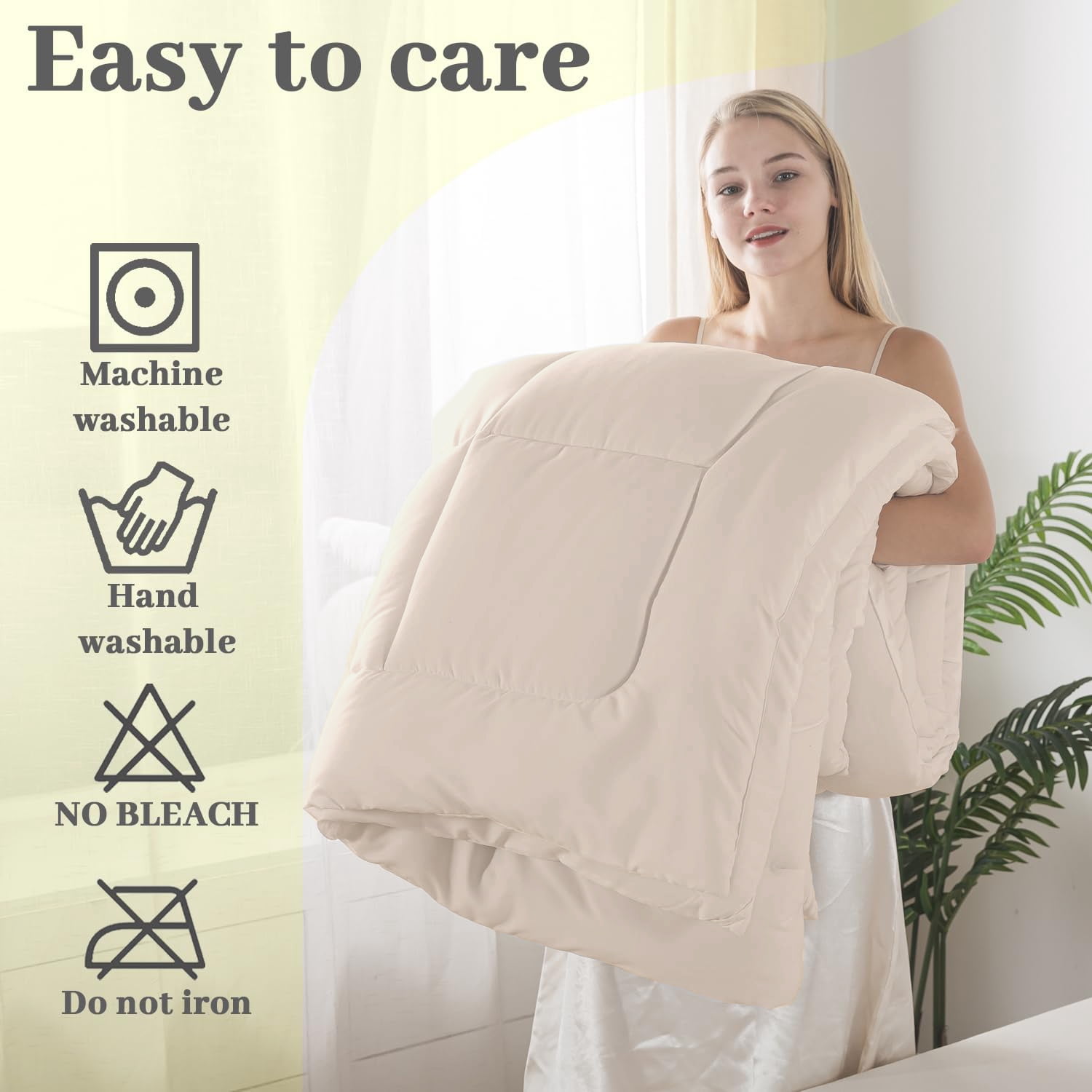 BedTreat Down Alternative Comforter with Corner Tabs - All Season Quilted King Size 240 GSM Sand Dollar Comforter, Machine Washable Microfiber Bedding