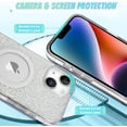 thumbnail image 4 of for iPhone 14 Case, Sparkly Glitter Bling Back, Magnetic Support for MagSafe Shockproof Case, Crystal and Clear High-Duty Protection for iPhone 14 Case -Glitter Crystal, 4 of 14