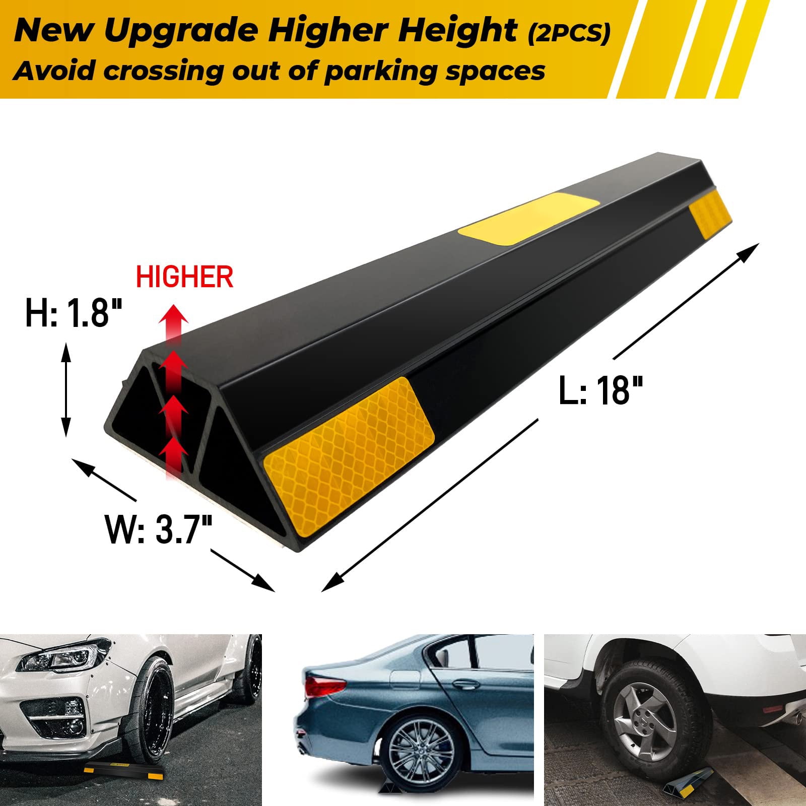Aiqeek 2 Pcs Heavy Duty Parking Aid for Garage, Parking Gadgets Protects Car and Garage Walls, 18" L x 3.7" W x 1.8" H