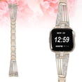thumbnail image 5 of 1Pc Stainless Steel Watch Band Delicate Fanshaped Rhinestone Inlaid Wristband Replacement Strap Compatible for Fitbit Versa (Vintage Gold), 5 of 5