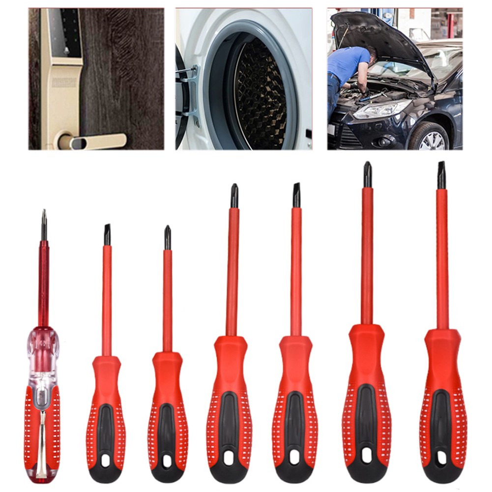 Screwdriver Set With Ergonomic Handles 7 Pieces Rated To 1000 Volts Ac Fangkenuo