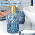 thumbnail image 5 of Blue Bathroom Accessories 5 Pcs, Glass Bathroom Accessory Set, Vintage Blue Bathroom Set, Soap Dispenser and Toothbrush Holder Set, Qtip Holder, Bathroom Sets Complete, Modern Bathroom Decor, 5 of 7