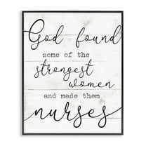 Stupell Industries God And Strange Nurses Funny Wood Textured Word Design Framed Wall Art by Daphne Polselli