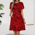 thumbnail image 2 of Valentine's Day Rose Flower Women's Dress Short Sleeve Summer Sundress Summer Women Clothes, 2 of 7
