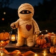 thumbnail image 4 of Lighted Halloween Resin Figurines, Cute Ghost Skeleton Mummy and Pumpkin Tabletop Centerpiece, Indoor Decoration for Home Mantel Shelf Desk and Spooky Party Display, A, 4 of 5