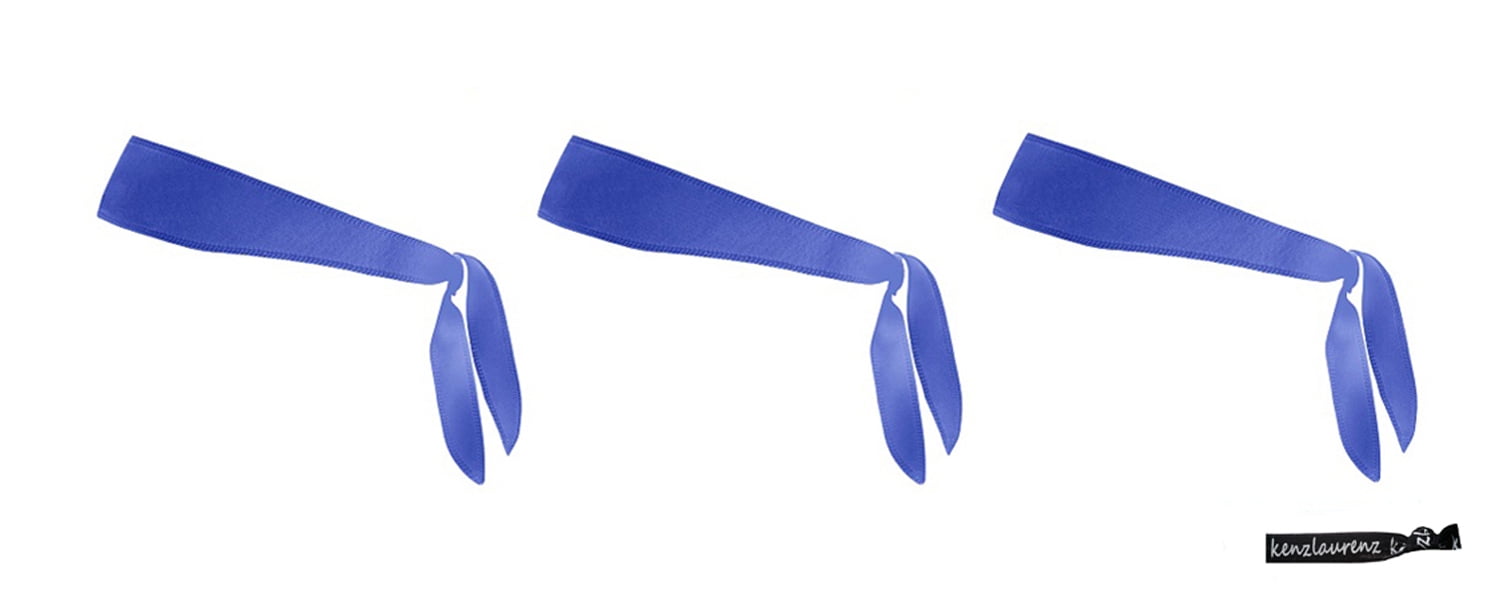 Kenz Laurenz Tie Back Headbands 3 Moisture Wicking Athletic Sports Head Band Blue