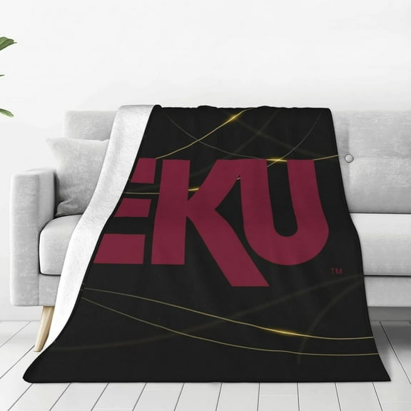 Eastern Kentucky University Logo Fleece Blanket, Very Soft Microfiber Flannel Blanket for Couch Warm and Cozy for All Seasons