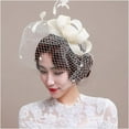thumbnail image 2 of Bridal Feather Fascinator Birdcage Veil Ascot Race Hat Party Hair Accessories, 2 of 5