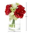 Hydrangea and Rose Artificial Floral Arrangement with Vase and Faux Water Fake Flowers for Home