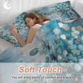 thumbnail image 4 of 3 Piece Blue Teal Spring Floral Duvet Cover Set Full Size,Microfiber Comforter/Quilt Cover with Corner Ties and 2 Pillowcases,Modern Botanical Oil Painting Art All Season Bedding with Zipper Closure, 4 of 8