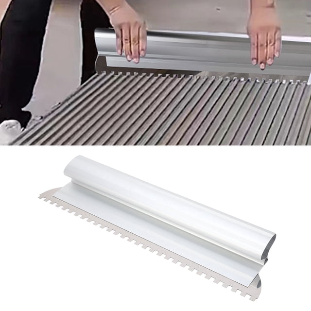 Tile Tools, 2/5x2/5in Notch Large Area Plastering Stainless Steel Tile Trowel Baffle Design Easy to Use Square Notch Trowel for Large Tiles Flooring, Tiling Masonry Hand Trowel