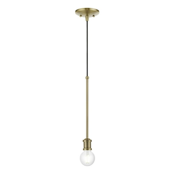47161-01 Livex Lighting Lansdale - 1 Light Pendant In Transitional Style-21 Inches Tall and 5 Inches Wide-Antique Brass Finish    -Traditional