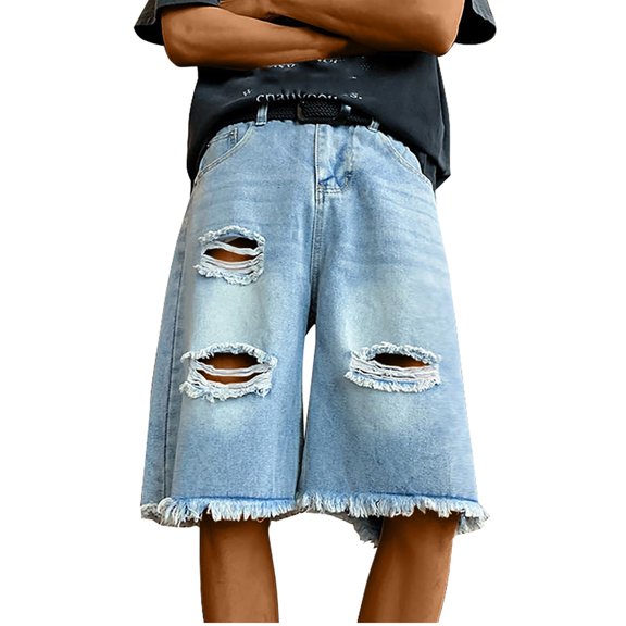 Shorts Jeans for Men With Pockets Summer Casual Sports Waist Solid Color Jeans Shorts