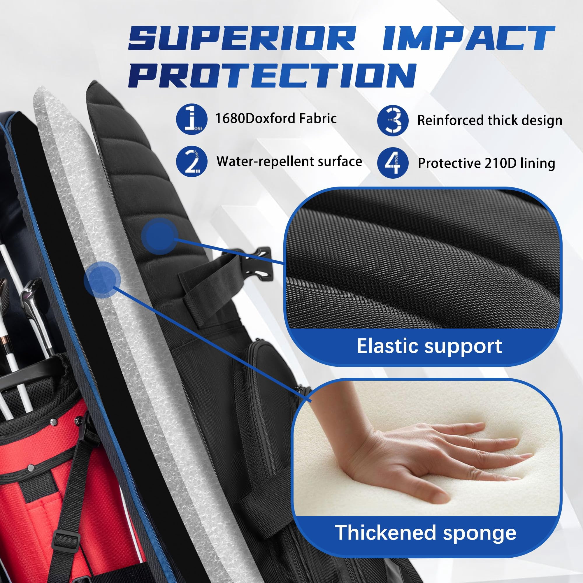 Soft-sided Golf Travel Bag Cover With Wheels  1680d Material Padded Head And Leather Accents Foldable Bags For Airlines