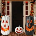 thumbnail image 6 of KUAZOU Light Up Halloween Pumpkin Decor Jack O Lantern Battery Operated Halloween Decorations Outdoor Indoor,Plastic Large Trick or Treat Table Top Party Supplies Favors-White-27.5", 6 of 6
