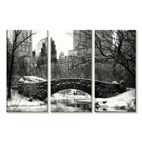 Elephant Stock Central Park Bw Wall Art - Horizontal Multi Panel Canvas - Living Room Wall Decor - Places Multi Panel - Black And White Decor By Philippe Hugonnard - 23" x 14"