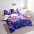 thumbnail image 2 of Manfei Magical Axolotl Full Size Bedding Sets,Cute Animal Full Size Bed in a Bag For Girls,Purple Pink,Polkadot Reversible,7 Pieces, 2 of 8