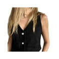 thumbnail image 3 of Sleeveless Womens Summer Crop Tops Denim Vest V Neck Button Down Jean Waistcoat Jacket, 3 of 6