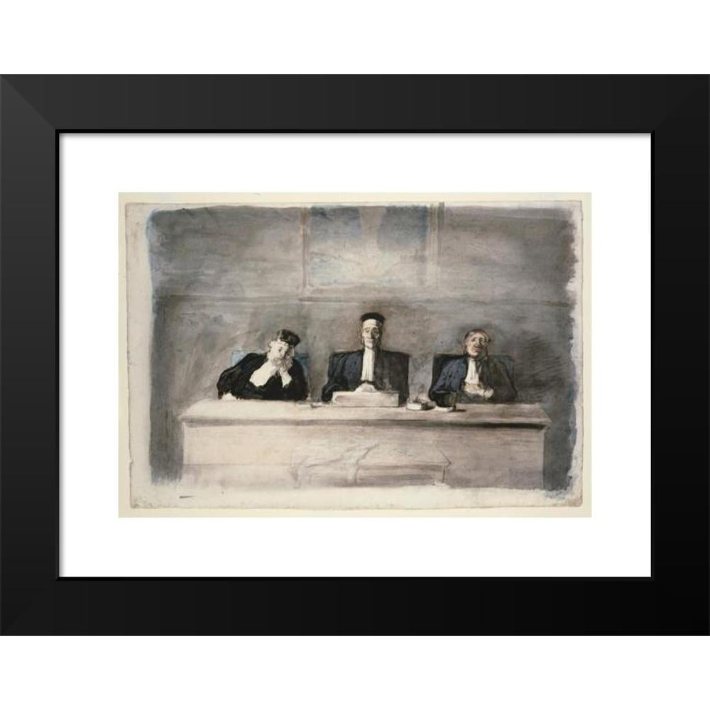 Honoré Daumier 18x14 Black Modern Framed Museum Art Print Titled - The Three Judges (1858-1860)