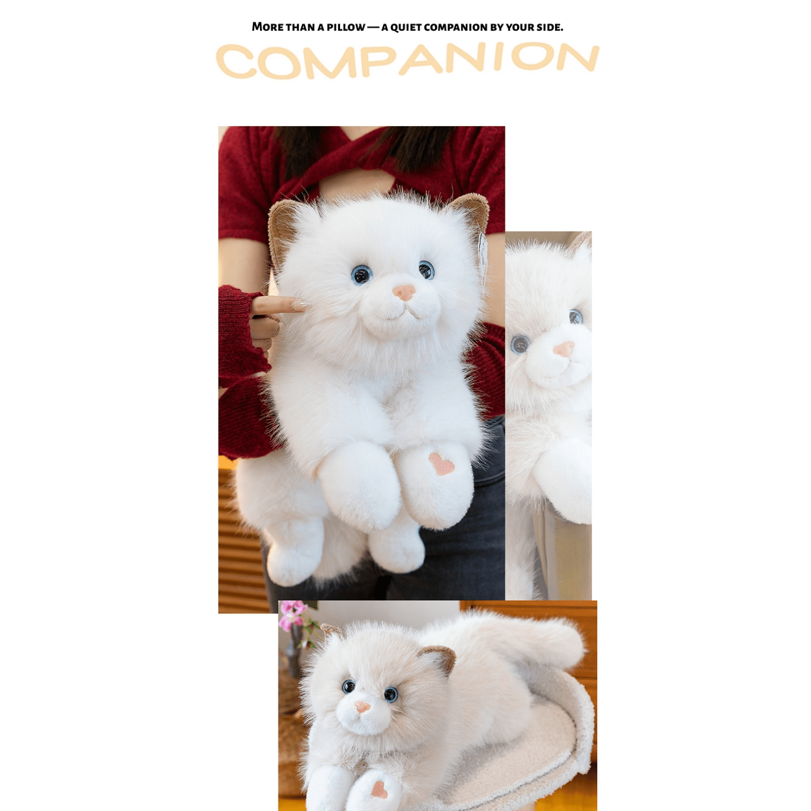 Sound Plush Cat, Weighted Lying Companion, Soft Decorative Accent for Sofa & Home Display