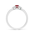 thumbnail image 2 of ANGARA Natural Solitaire Oval Ruby Split Shank Engagement Ring with Trio Diamonds in 14K White Gold for Women (Size-6x4mm) | July Birthstone, Anniversary, Jewelry Gift for Women | Natural Ruby Ring, 2 of 9