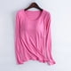 thumbnail image 1 of Neewe Women's Plain Relaxed Pajamas with Built-in Padded Bra Loose Casual Soft Long Sleeve Crew Neck T-Shirt, 1 of 6