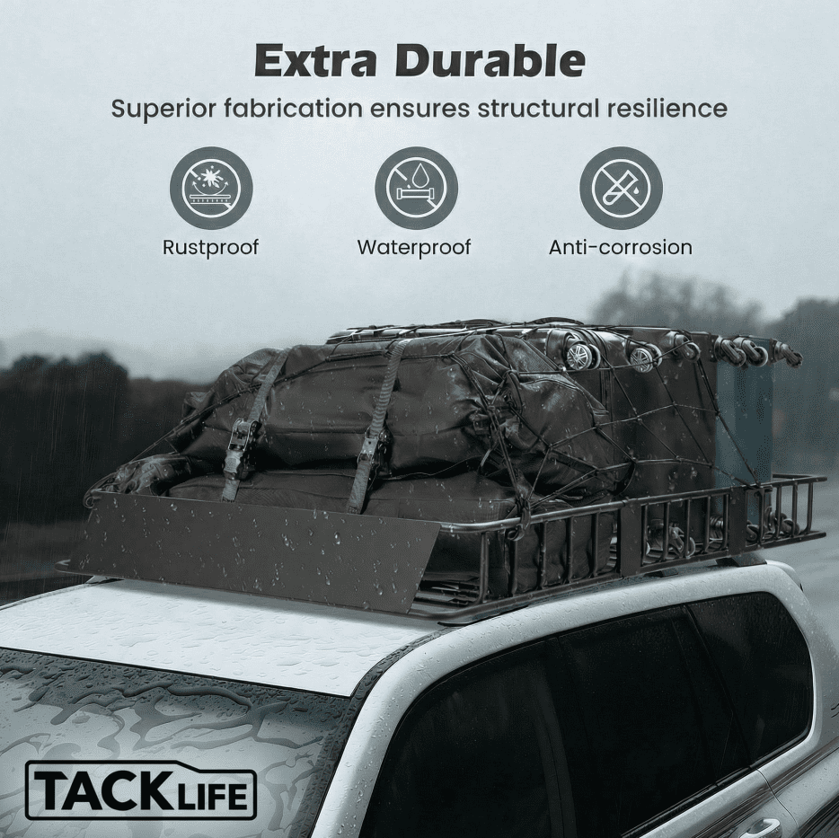 TACKLIFE Roof Rack Cargo Basket,64"×39"×6"Extension Universal Roof Basket,Capacity 250lb,Luggage Rack for SUV/Car,Black