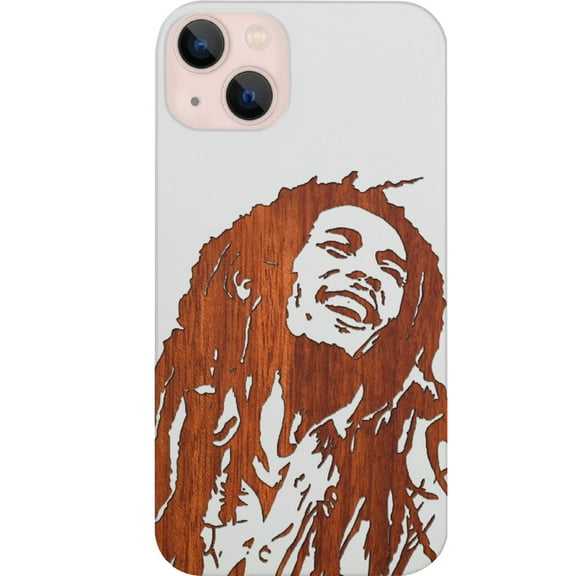 Bob Marley 1 - Engraved wooden phone case for iPhone 15, Color: White