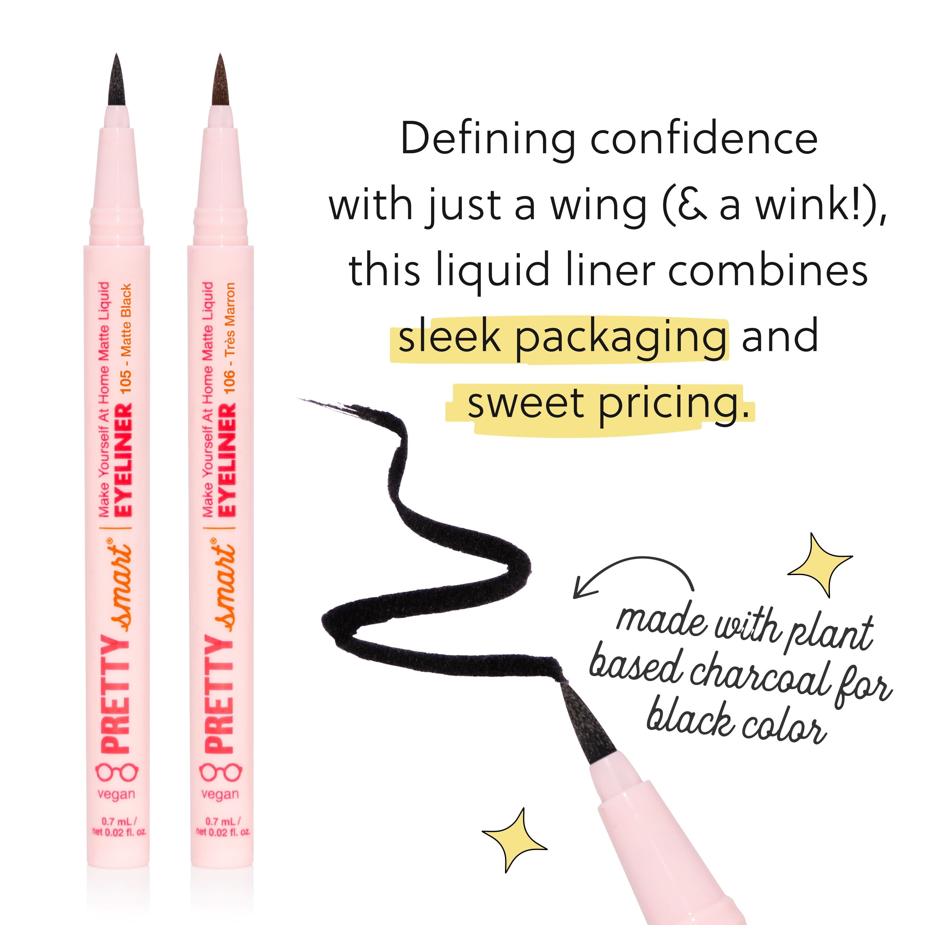 (2 pack) Pretty Smart Make Yourself at Home Matte Liquid Eyeliner, Matte Black, 0.02 fl oz.