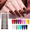 thumbnail image 2 of 24 Pcs/set Long Ladder Ballet Wearing Nail Patch Solid Color Diy Fake Nail Art Decoration Yellow, 2 of 7