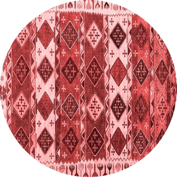 Ahgly Company Machine Washable Indoor Round Oriental Red Modern Area Rugs, 4' Round