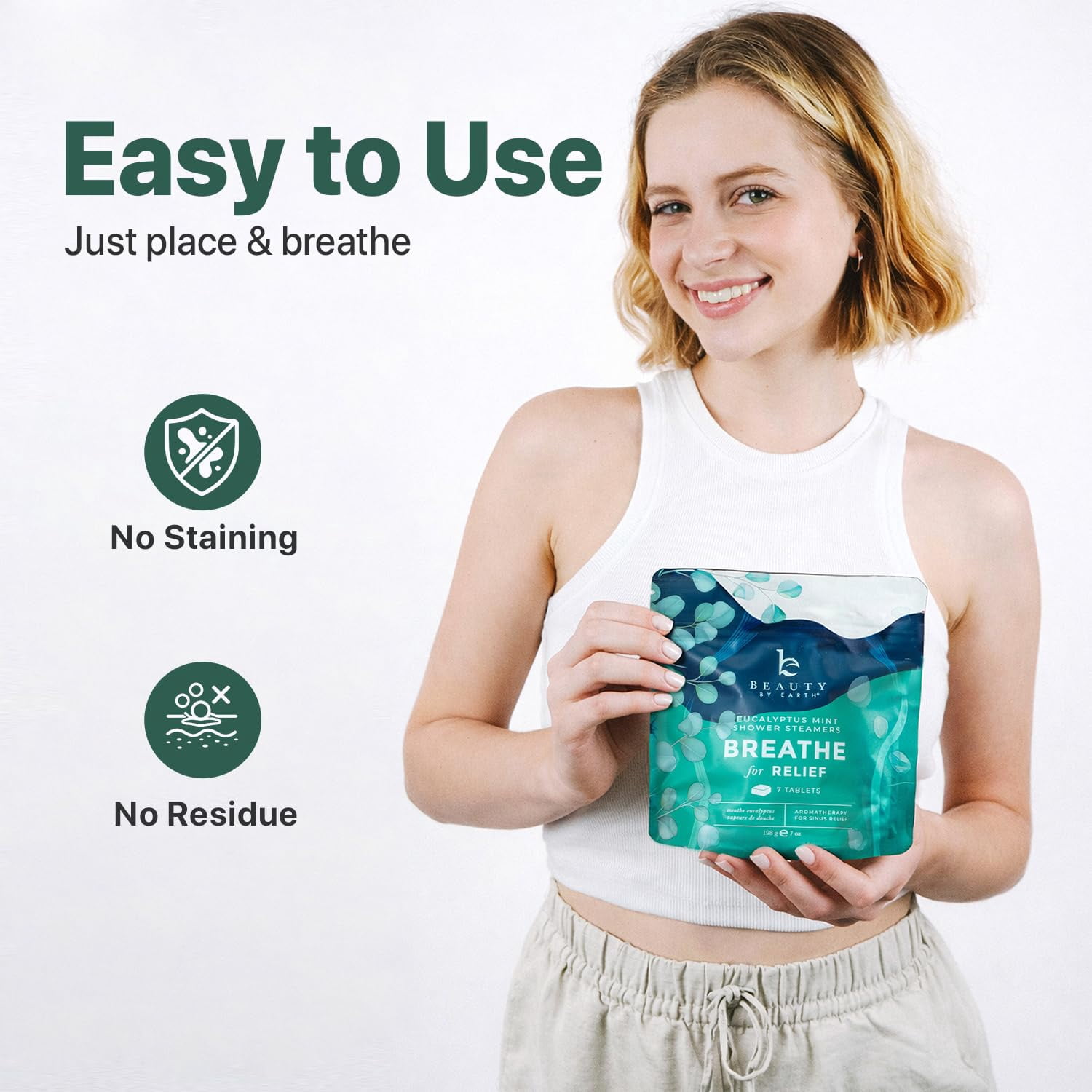 Beauty By Earth Breathe for Relief Shower Steamers, Eucalyptus Mint, 14 Tablets