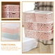 thumbnail image 5 of Caja de almacenamiento de plástico apilable, hueca hacia fuera, delicada canasta de almacenamiento de patrón retro con tapa para ropa, cosméticos, papeles, juguetes, tamaño grande (rosa), 5 of 6