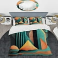 thumbnail image 2 of Designart "Retro Graphic Compositions II" Modern Geometric Bedding Covert Set - Abstract Geometric Blue Abstract Bed Set With 2 Shams, 2 of 6