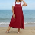 thumbnail image 1 of XiYing Robes d'Été pour Femmes, Robe Maxi Décontractée de Mode pour Femmes Grande Taille à Encolure Carrée avec Boutons, Bretelles, Dos Plissé et Détails de Buste,, 1 of 8