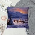 thumbnail image 2 of Chilfamy Teepees Mountains Snow Fashion Style Dirt-Resistant Throw Pillow Covers for Couch Sofa Bed Living Room Bedroom Short Plush Winter Pillowcase 1PC 18x18in, 2 of 5