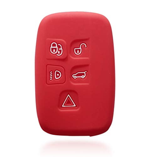 Dobrev 5 Buttons Silicone Case Protector Key Fob Cover Smart Car Remote Holder for Jaguar XK, XKR XF XFR XJ XJL S-Type X-Type F-Type (red)