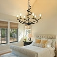 thumbnail image 2 of LovingAHome Vintage Candle Style Chandelier, 6 Lights Farmhouse Pendant Light Fixture for Kitchen Island,Dining Room,Living Room-Black Gold, 2 of 8