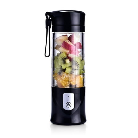 Portable Mini Travel Fruit USB Juicer Cup, Personal Small Electric Juice Mixer Blender Machine with 4000mAh Rechargeable Battery-420ML Water Bottle (Best Rated Juicer Blender)
