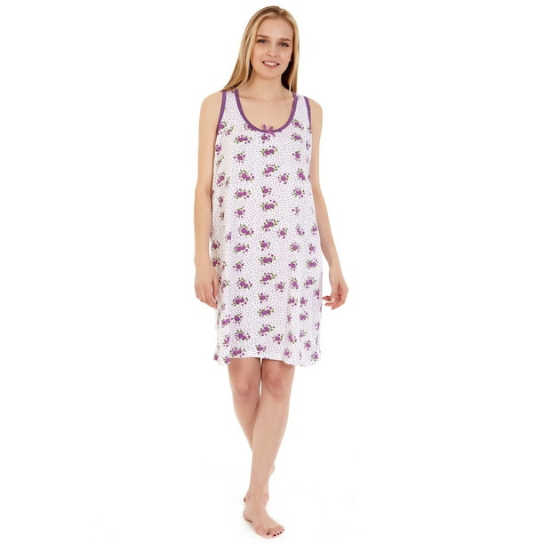 Lati Fashion 908 Womens Nightgown Sleepwear Cotton Pajamas Woman Sleeveless Sleep Dress