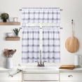thumbnail image 7 of GlowSol Striped Cafe Curtains 30"W x 24"L Farmhouse Waffle Weave Textured Light Filtering Small Window Treatment Set for Kitchen, Navy Blue, 2 Panels, 7 of 7