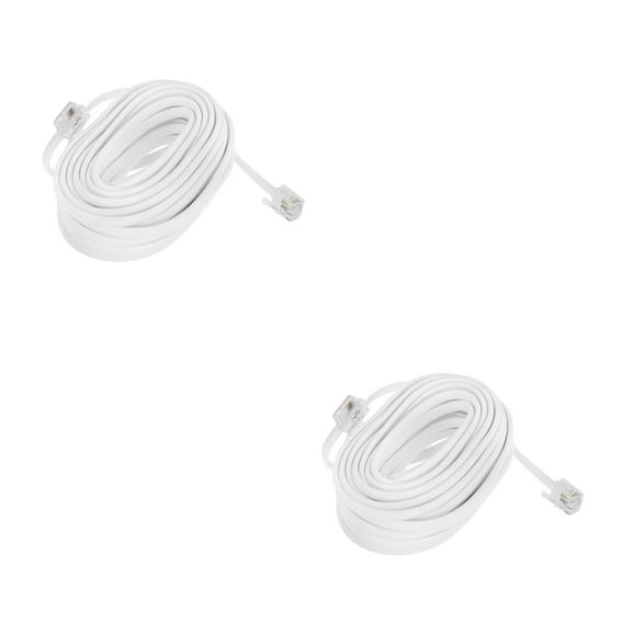 UPGRATOR Masteelf 2pcs Telephone Line Extension Cord with RJ11 RJ14 6P4C Plug for Landline Phones for Office and Home Flexible Cable 25FT