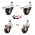 thumbnail image 2 of 3.5 Inch High Temp Glass Filled Nylon 12mm Stem Caster Set 2 Total Lock Brakes, 2 of 2