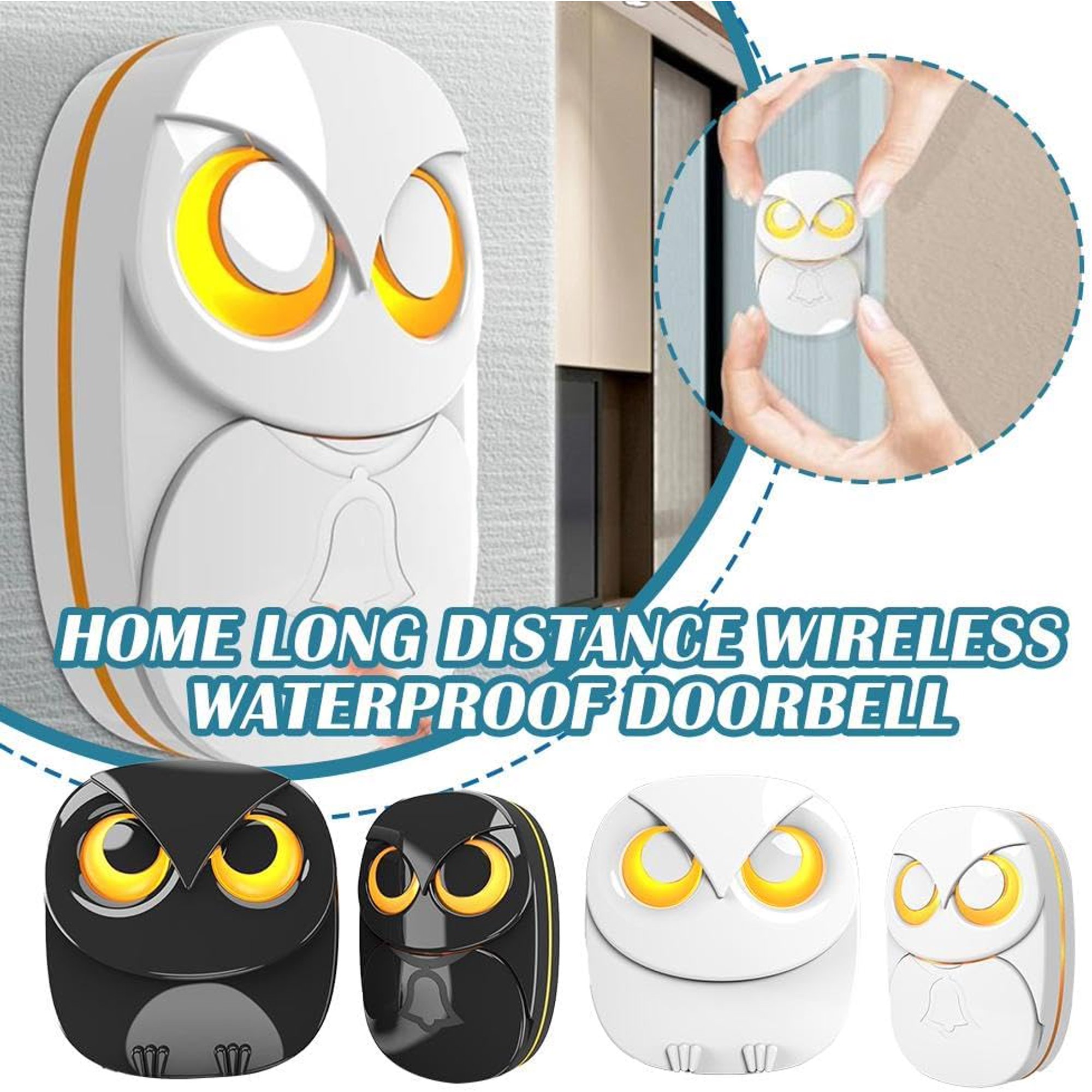 Wireless Doorbell, Cute Owl Doorbell, Long Range Wireless Driveway Alarm, Extra Plug-in Receiver, Weather Resistant Motion Sensor&Detector-DIY Security Alert-Monitor&Protect Outdoor/Indoor Property