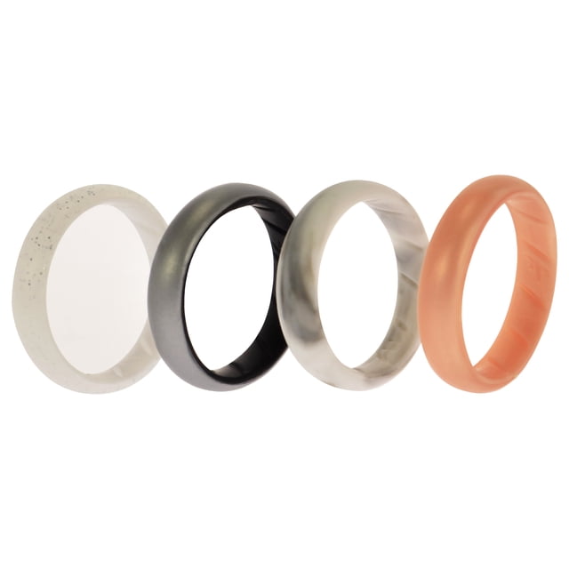 Juego de Anillos Sólidos de Boda de Silicona Plata ROQ para Mujer 4 x 11 mm