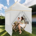 thumbnail image 4 of Hoteel 6.5x6.5ft Pop Up Canopy Tent, Heavy Duty Canopy Easy Set up All Weather Waterproof Outdoor Canopy Tent for Parties, Beach, Garden, Camping with Storage Bag, 3 Adjustable Heights, UPF50+, White, 4 of 13
